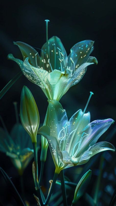 Bioluminescence Fantasy Art, Bioluminescence Animals, Bioluminescence Plants, Bioluminescence Creatures, Bioluminescence Aesthetic, Bioluminescent Plants, Corpse Lily, Bioluminescent Algae, Fantasy Plants