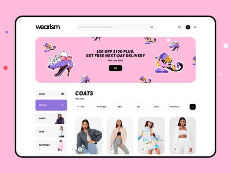 Shop Women's Clothing Web Page by Cuberto on Dribbble Banner Web Design, Minimalist Web Design, Design Sites, 귀여운 음식 그림, Banner Web, Ecommerce Web Design, Ecommerce Web, Web Design Trends, Design Website