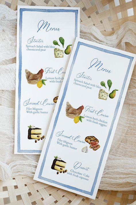 Watercolor Wedding Menu Card, Dinner Menu Wedding, Menus Design, Dinner Menu Template, Dinner Menu Card, Wine Pairing Dinner, Watercolor Menu, Self Editing, Wedding Menus Design