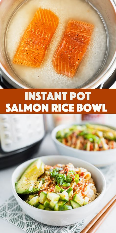 Salmon And Rice Recipes, Instant Pot Salmon, Kewpie Mayo, Salmon Roll, Salmon Rice Bowl, Salmon Rice, Pressure Cooking Recipes, Avocado Cucumber, Rice Cooker Recipes