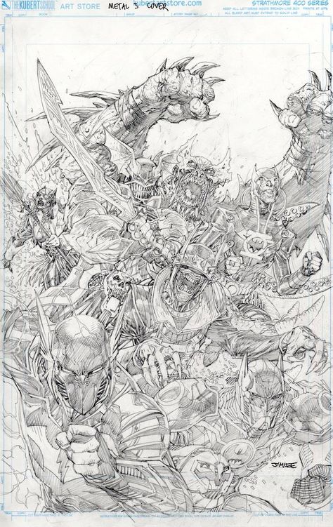 Comicbook Sketches, Dark Knights Metal, Batman Metal, Jim Lee Art, Comic Art Sketch, Batman Drawing, Dark Nights, Dc Art, Book Artwork