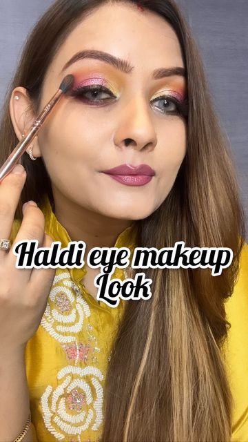 Haldi Eye Makeup Look, Haldi Makeup, Flower Embroidery Designs, Flower Embroidery, Embroidery Flowers, Makeup Tutorial, Makeup Looks, Eye Makeup, Embroidery Designs