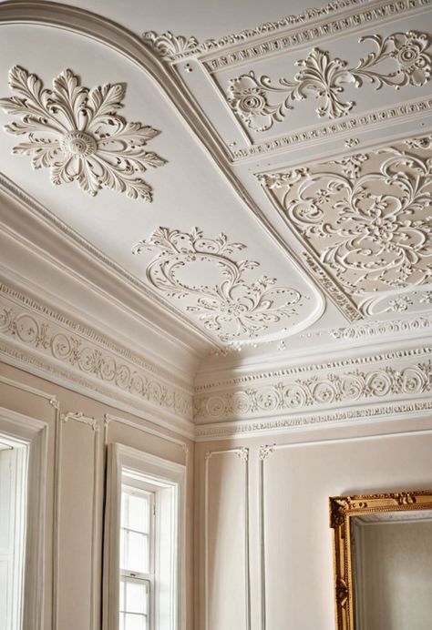 23 Ceiling Molding and Trim Ideas: Elevate Your Home's Style » HomeDecorFull Ceiling Panel Moulding, Ceiling Trim Design Ideas, How To Add Crown Molding To Walls, Decorative Ceiling Molding, Crown Moldong, Crown Moulding Ideas Ceiling, Ceiling Moulding Ideas, Ceiling Plaster Design, Moulding On Ceiling