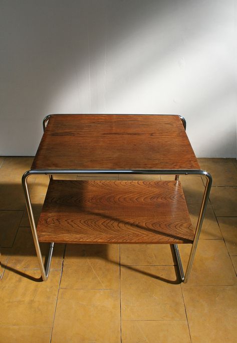 Vintage Marcel Breuer for Thonet B12 Bauhaus Console Side Table Wooden Tubular Chrome Modernist Functionalist Minimalist Retro Antique Loft - Etsy UK Interior Design Bauhaus, Bauhaus Apartment Interior, Bauhaus Bedroom, Bauhaus Coffee Table, Bauhaus Decor, Bauhaus Table, Side Table Wooden, Bauhaus Interior, Bauhaus Furniture