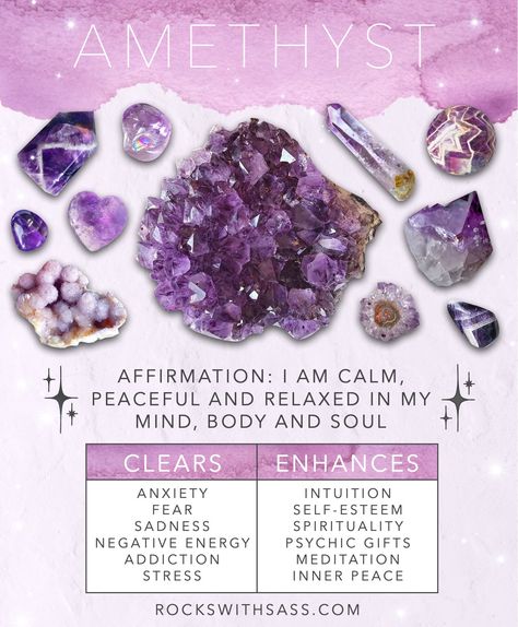 Amethyst Affirmation, Crystal Quotes, Violet Crown, Amethyst Meaning, Candle Crystal, Crystal Healing Chart, Moon Ritual, Dream Amethyst, Find Inner Peace