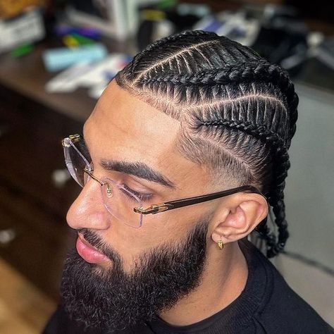 Kenta Hayashi on Instagram: "💈 💈4cornrows 💈low taper #cornrows #braids #boxbraids #feedinbraids #protectivestyles #knotlessbraids #braidstyles #naturalhair #hair #stitchbraids #fauxlocs #neatbraids #lemonadebraids #cornrowstyles #hairstyles #braider #knotlessboxbraids #blackgirlmagic #naturalhairstyles #explorepage #kidsbraids #locs #tribalbraids #feedins #crochetbraids #hairstylist #goddessbraids #twists #explore #blackhair" Front Taper With Braids, Four Cornrows Men, High Taper With Braids, Low Taper Cornrows Men, Cornrows Low Taper, Tapered Cornrows, Braid Styles For Men With Taper, Low Taper Braids, Low Taper Cornrows