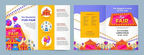 Free Vector | Funfair festival and amusement park brochure template Amusement Park Brochure, Latin Festival, Park Brochure, Event Brochure, Free Brochure Template, Brochure Layout, Fun Fair, Amusement Park, Brochure Template