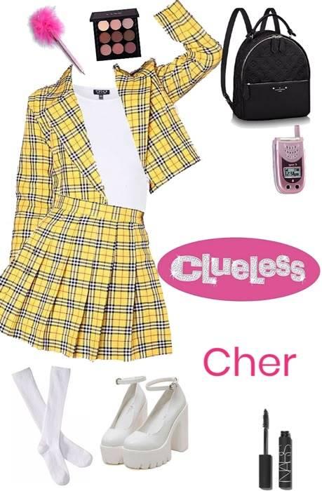 Cher’s school outfit Outfit | ShopLook 90s School Outfits, Clueless Style, Cher Outfits, Chunky Platform Heels, Look 80s, Clueless Fashion, 90s Inspired Outfits, Clueless Outfits, Trendy Halloween Costumes