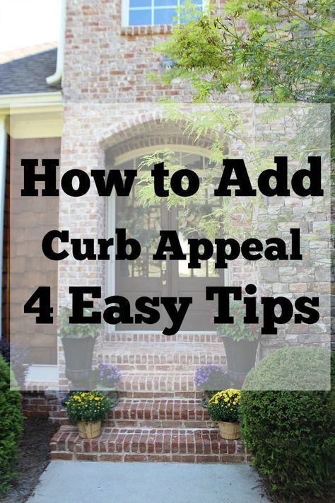 How to Add Curb Appeal 4 easy tips to do now refreshrestyle.com Curb Appeal Easy, Curb Appeal On A Budget, Front Door With Screen, Curb Appeal Ideas, Add Curb Appeal, Farmhouse Front Door, Inside Plants, Patio Garden Design, Farmhouse Front