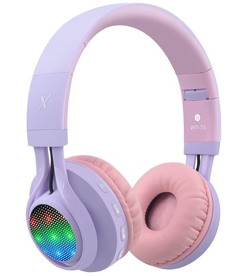 Amazon.com: Riwbox WT-7S Bluetooth Headphones, LED Light Up Wireless Foldable Stereo Headset with Microphone and Volume Control for PC/ iPhone/ TV/ iPad (Pink): Cell Phones & Accessories Ipad Purple, Penyimpanan Makeup, Bose Headphones, Head Phones, Cute Headphones, Girl With Headphones, Headphones Wireless, Kids Headphones, Headphones Design