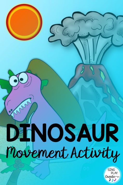 Preschool music and movement activity with dinosaurs! Stomp, wiggle and fly with your students. Activate gross motor muscles and learn all about dinosaurs. Movement Preschool, Teach Vocabulary, Elementary Music Activities, Orff Music, Activities Elementary, Movement Songs, Music Class Activities, Creative Movement, Elementary Music Class