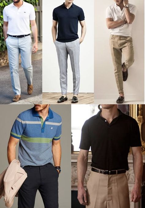 How to Wear a Polo Shirt With Style | The Art of Manliness  @https://www.pinterest.com/USATRENDINGSPORTS Polo Chinos Men Outfit, Polo Tshirt Men Outfit Formal, Men’s Polo Shirt Outfit, Polo Shirt Outfit Men Aesthetic, Jeans And Polo Shirt Women Outfits, Polo Tshirt Men Outfit, Mens Casual Work Clothes, Polo Shirt Outfit, Polo Shirt Outfit Men