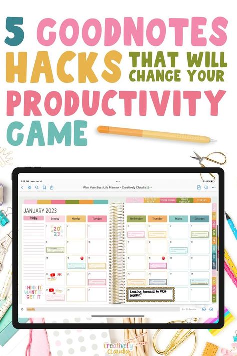 5 GoodNotes Hacks That Will Change Your Productivity Game Goodnotes Hacks, Learning Template, Life Planner Organization, Ipad Hacks, Digital Organization, Daily Planner Pages, Planner Pdf, Work Planner, Student Planner