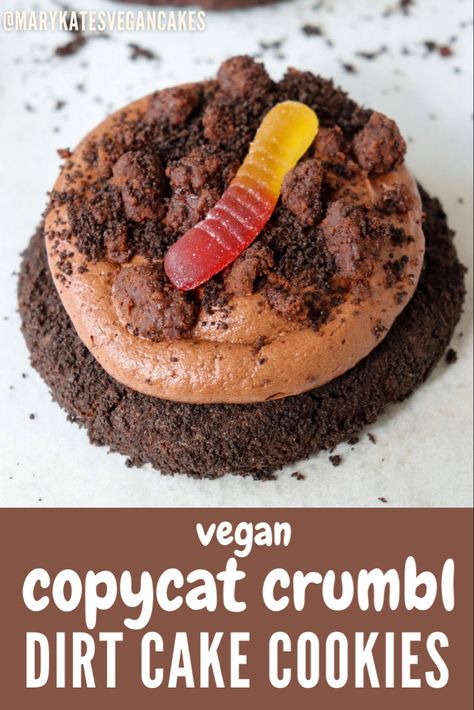 Dirt Cake Cookies, Dessert Centerpiece, Pudding Oreo, Vegan Copycat, Vegan Crumble, Crumble Cookie Recipe, Oreo Dirt, Cocoa Powder Cookies, Vegan Cookie