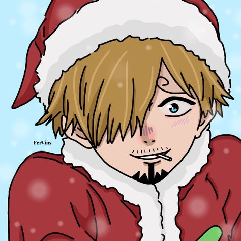 Sanji Christmas, Christmas One Piece, Vinsmoke Sanji, Anime Christmas, Christmas Hat, Art Inspo, One Piece, Zelda Characters, Anime