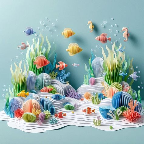 Animal Coverings, Baby Oyster, Paper Art Sculpture, Underwater Theme, Ocean Backgrounds, Quilled Paper Art, Luxury Wedding Decor, Murals For Kids, Panel Board