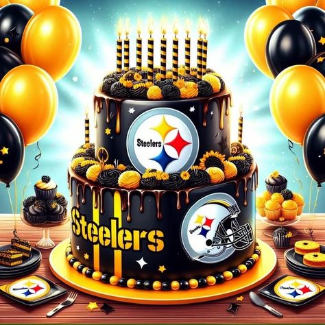 Steelers Happy Birthday, Nfl Cake, Pittsburgh Steelers Wallpaper, Steelers Women, Steelers Country, Steelers Girl, Go Steelers, 45th Birthday, Pittsburgh Steelers Football