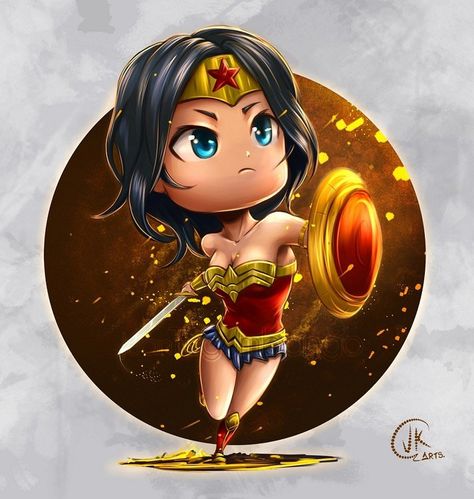 Wonder Woman Chibi, Batman And Wonder Woman, Wonder Woman Movie, Wonder Woman Art, Batman Wonder Woman, Birthday Wishes Funny, Cute Cartoon Pictures, Comics Girl, Superhero Art