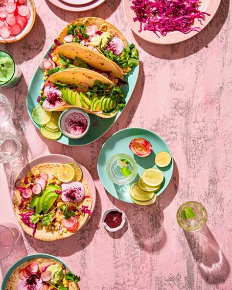 It's taco time 🌮🌮🌮 Plant tacos, 2022 • FOOD COLOUR SERIES #nancyanne #foodphotography #stilllifephotography #popfood Pop Food Photography, Food Photography Portfolio, Catering Food Photography, Taco Food Photography, Mexican Food Photoshoot, Food Photography Tacos, Taco Photography Food Styling, Mexican Food Photography, Veggie Photography