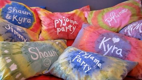 Boys Sleepover, Tie Dye Birthday Party, Ty Dye, Tie Dye Birthday, Dyed Pillows, Tie Dye Party, Acrylic Painting Diy, Tie Dye Crafts, Personalized Tie