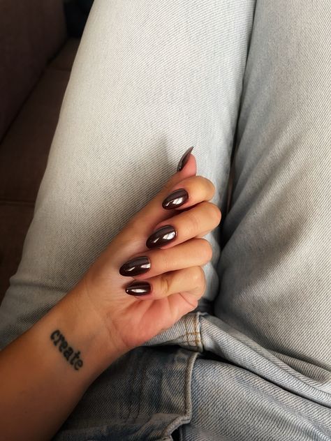 Mocha Nails With Chrome, Maroon Glazed Nails, Mocha Glazed Nails, Cherry Glazed Nails, Brown Shimmer Nails, Brown Glazed Nails, Brown Aura Nails, Glazed Nails, Cherry Glaze