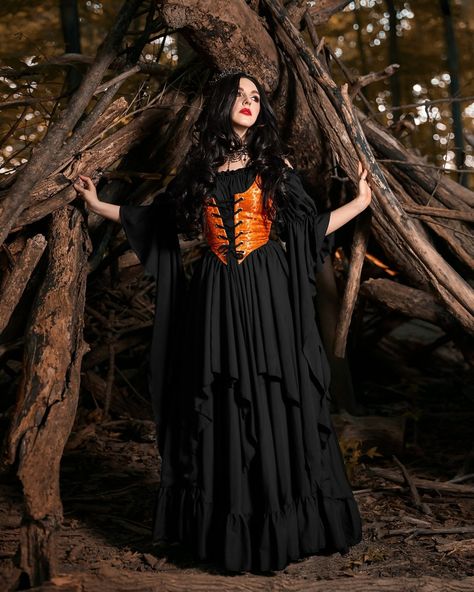 Reminisce Renaissance Outfit Medieval Dress Sorceress - Etsy Sorceress Costume, Witch Cosplay, Womens Costumes, Hoop Skirt, Medieval Dress, Dramatic Look, Women's Costumes, Halloween Women, Inspired Dress