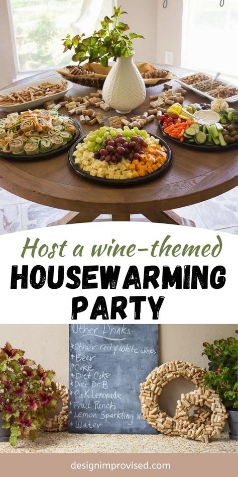 Host a wine-themed housewarming party with these simple ideas for food menu and drinks. Housewarming Menu Ideas, Winery Birthday Party Ideas, Housewarming Party Food Ideas, Housewarming Party Ideas, Housewarming Party Food, Housewarming Party Themes, Winery Party, Housewarming Food, Wine Themed Decor