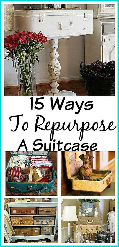 15 Ways to Repurpose A Suitcase!  Check out these creative ideas! Suitcase Decor, Old Luggage, Diy Suitcase, Upcycle Repurpose, Old Suitcases, Interior Vintage, Vintage Suitcases, Repurposed Items, Vintage Luggage