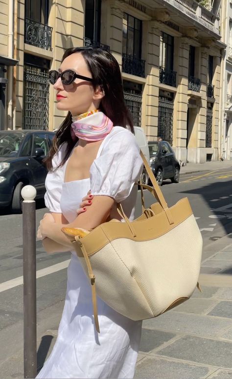 Polene Cyme Beige Canvas Tote Bag 2023-08-09 at 1.19.45 PM French Tote Bag, Tote Bag Outfit, Summer Stuff, Wicker Bags, Mini Bucket Bags, Bag Outfit, Fashion Enthusiast, Wardrobe Outfits, French Women