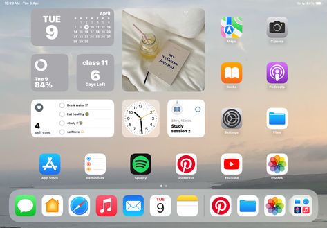 homescreen ipad 10th gen 🩶 Ipad Wallpaper 10th Gen, Study Homescreen, Ipad Homescreen Layout, Mobile Arrangement, Ipad Customization, Ipad Things, Ipad Homescreen, Ipad 10th Gen, Ipad Ideas