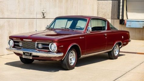 Auction ending soon! This 1965 Plymouth Barracuda fastback is powered by an upgraded 360cid V8 backed by a TorqueFlite three-speed automatic transmission. Auction ends Tuesday, November 14th! https://autohunter.com/Listing/Details/45862695/360POWERED-1965-PLYMOUTH-BARRACUDA?utm_source=pinterest&utm_medium=Later&utm_campaign=Live-45862695 1965 Plymouth Barracuda, Plymouth Barracuda, Awesome Cars, Garnet Red, Wheels And Tires, Bucket Seats, Black Vinyl, Center Console, Automatic Transmission