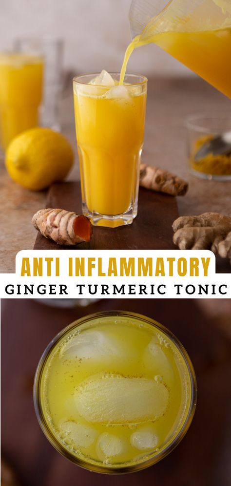 Ginger Root Recipes, Turmeric Tonic, Help With Inflammation, Lifestyle Of A Foodie, Turmeric Drink, Turmeric Juice, Honey Drink, Turmeric And Ginger, Tonic Recipe