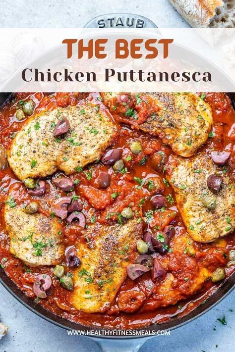 Chicken Puttanesca Recipe Chicken Puttanesca Slow Cooker, Chicken Puttanesca Recipes, Puttanesca Chicken, Low Carb Italian Recipes, Chicken Puttanesca, Puttanesca Recipe, Anchovy Recipes, Recipe Healthy Dinner, Pasta Puttanesca