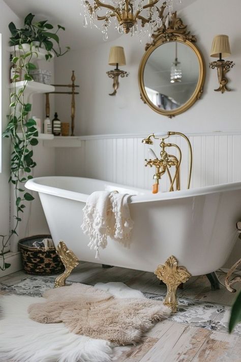 And All Shall Be Well Vintage Modern Bathroom, All Shall Be Well, Boho Style Bathroom, Romantic Bathrooms, Glam Boho, Boho Bathroom Decor, Floral Bathroom, Victorian Interior, Estilo Shabby Chic