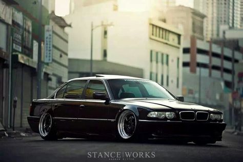 BMW E38 7 series black slammed deep dish Stanceworks E38 Bmw, Bmw 740, Bmw E32, Bmw M Power, Bmw E38, Bmw 7 Series, Bmw 7, Series Black, Bmw Cars