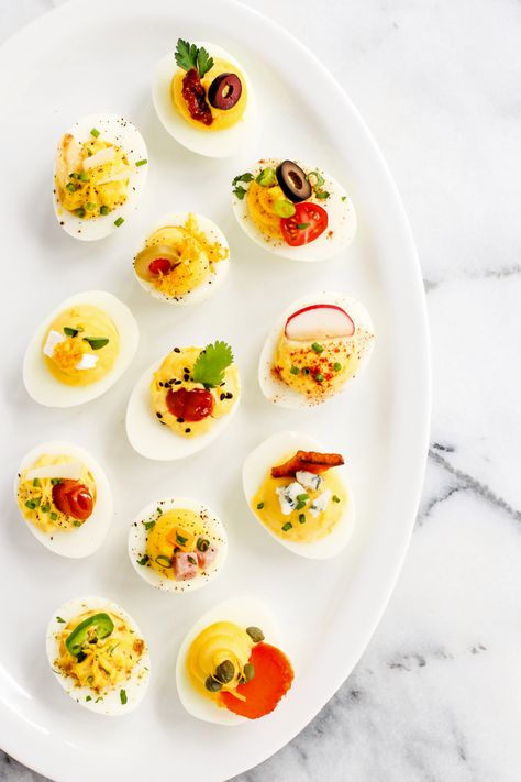 12 Ways to Garnish Deviled Eggs | The Pioneer Woman Deviled Eggs Toppings, Deviled Egg Toppings, Easy Peel Eggs, Easter Appetizer, Sriracha Deviled Eggs, Classic Deviled Eggs, Food Thoughts, Deviled Eggs Recipe Classic, Best Deviled Eggs