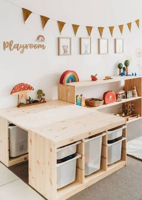 Playroom Ideas Small Space, Small Playroom Ideas, Small Kids Playrooms, Ikea Trofast Storage, Trofast Storage, Trofast Ikea, Ikea Toy Storage, Ikea Playroom, Ikea Toys