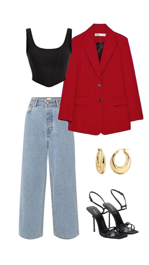 Outing Outfit, Time Clothes, Fiesta Outfit, Cute Outfits With Jeans, Classy Work Outfits, Fall Outfits For Work, Red Blazer, Casual Chic Outfit, Business Casual Outfits