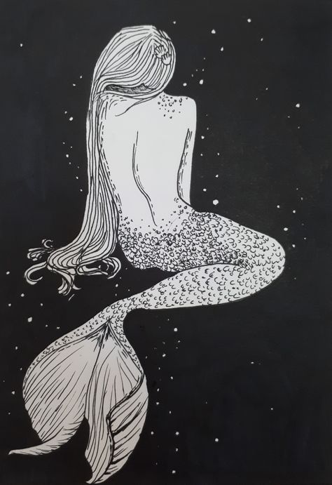 Mermaid Pen Drawing, Mermaid Ink Drawing, Mermaid Black And White Drawing, Mermaid Line Drawing, Mermaid Line Art, Black And White Mermaid, Ocean Drawings, Resin Pictures, Whale Drawing