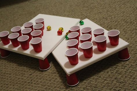 Solo Cup Christmas Games, Jingle Bell Toss Game, Jingle Bell Toss, Favorites Party, Christmas Party Games For Groups, Gift Games, Work Games, Christmas Games For Adults, Preschool Winter