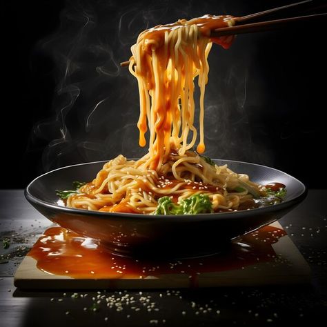 Photo professional photography image of ... | Premium Photo #Freepik #photo Premium Food Photography, Noodles Pictures, Shio Ramen, Curry Ramen, Shoyu Ramen, Ramen Noodle Soup, Ramen Soup, Instant Ramen, Square Photo