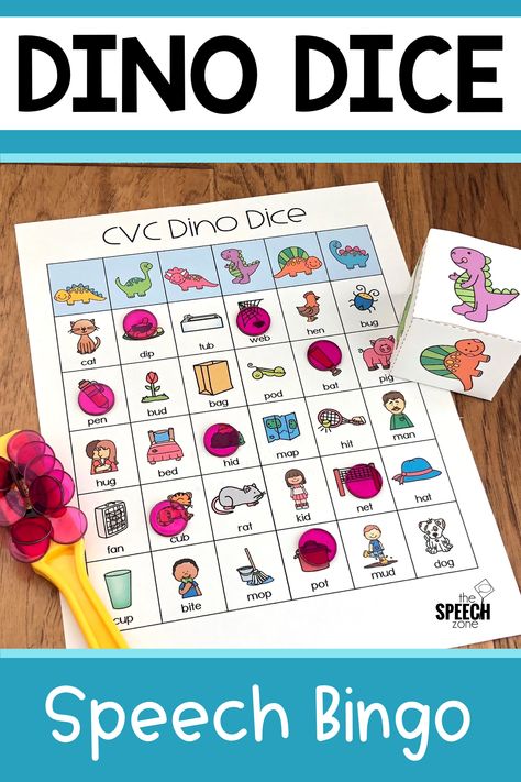 Cvc Speech Therapy Activities, Two Step Directions Speech Therapy, Pronouns Speech Therapy, Speech Pathology Activities, Articulation Therapy Activities, Speech Therapy Activities Preschool, Word Structure, Dice Template, Speech Games