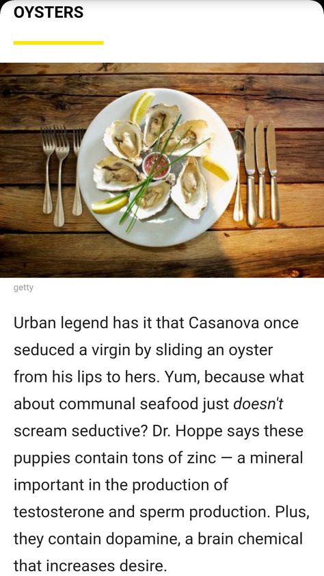 Aphrodisiac Foods, Urban Legends, Seafood