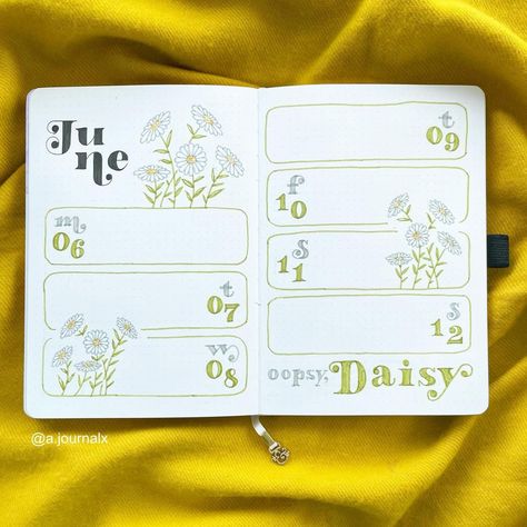 Yellow Bujo Theme, June Bullet Journal Weekly Spread, Bujo 2025, Bujo Cover, Doodling Ideas, Boulet Journal, April Bullet Journal, May Bullet Journal, Bullet Journal Work