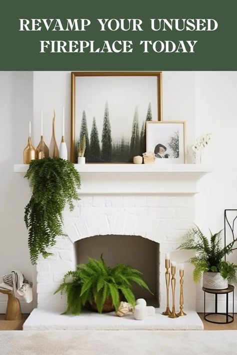 Ever wondered how to bring your unused fireplace back to life? Discover these simple and creative ideas to transform your empty fireplace into an eye-catching centerpiece! From adding cozy elements like logs or pebbles to styling it with plants and memorable décor, you'll find the inspiration you need. Learn how to decorate it for every season too! Say goodbye to that lifeless space and hello to a warm, inviting focal point that brightens up your room anytime of the year. Nonworking Fireplace Ideas Decor, Empty Fireplace, Unused Fireplace, Old Fireplace, Vintage Trunks, Seasonal Displays, Old Bricks, Massage Room, Fireplace Ideas