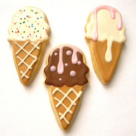 Pastel Cupcakes, Sugar Cookie Designs, Summer Cookies, Pretty Cookies, Ice Cream Cones, Ice Cream Cookies, Fancy Cookies, Creative Cookies, Cookie Inspiration