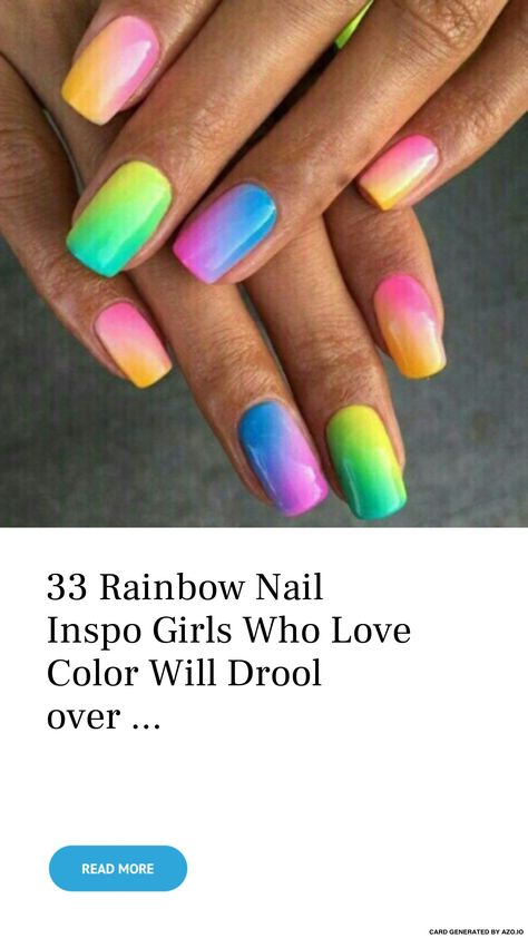 Rainbow Pink Nails, Rainbow Manicure Ideas, Nails Rainbow Tips, Rainbow Ombré Nails, Pink Nails With Rainbow Design, White Rainbow Nails, Ombre Rainbow Nails, Short Nails Ideas Rainbow, Rainbow Dip Powder Nails