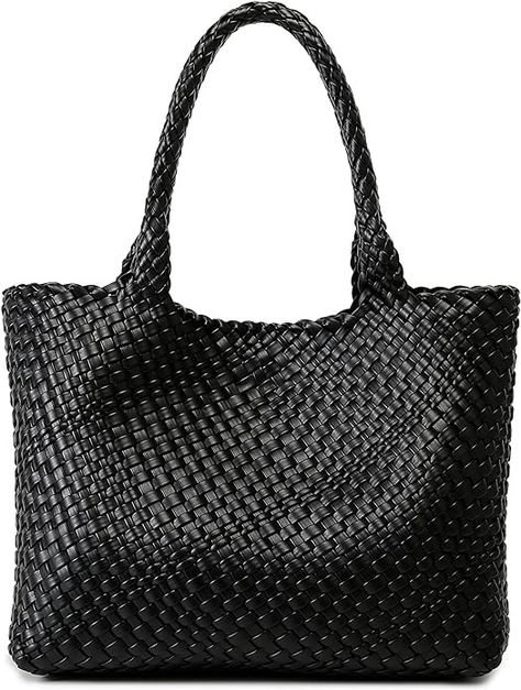 Amazon.com: Woven Bag for Women, Fashion Top Handle Shoulder Bag Vegan Leather Shopper Bag Large Travel Tote Bag (Black) : Clothing, Shoes & Jewelry Fall Clothing Essentials, Fall Wardrobe Staples, Staple Shoes, Leather Shopper Bag, Capsule Wardrobe Outfits, Winter Fashion Outfits Casual, Winter Capsule Wardrobe, Spring Capsule Wardrobe, Fashion Tote Bag