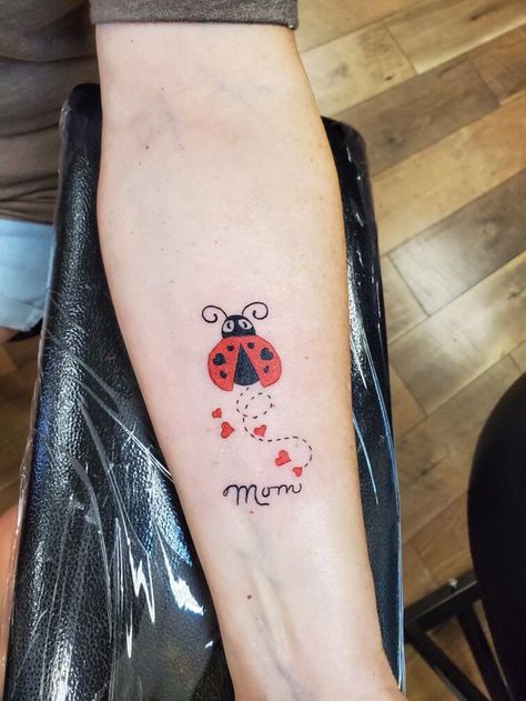 Ladybugs Tattoo Ideas, Ladybug Tattoo Memorial, Ladybug With Angel Wings Tattoo, Ladybug And Butterfly Tattoo, Catarina Tattoo, Love Bug Tattoo, Tattoo Ladybug, Bugs Tattoo, Ladybug Tattoo Ideas