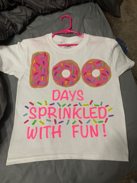 100 Day Shirts For Girls Diy, 100 Days Of Preschool Shirt, 100 Days Sprinkled With Fun, 100th Day Of School Outfits For Kids, 100 Day Shirts For Kids, Dot Day Shirt Ideas Kids Diy, 100th Day Of School Shirt Ideas, 100 Day Shirt Ideas For Girls Diy, Easy 100 Days Of School Shirt